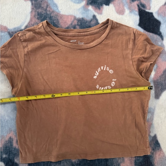 Aerie Brown Crop Tee with Sunrise Sunset Design - Picture 3 of 6